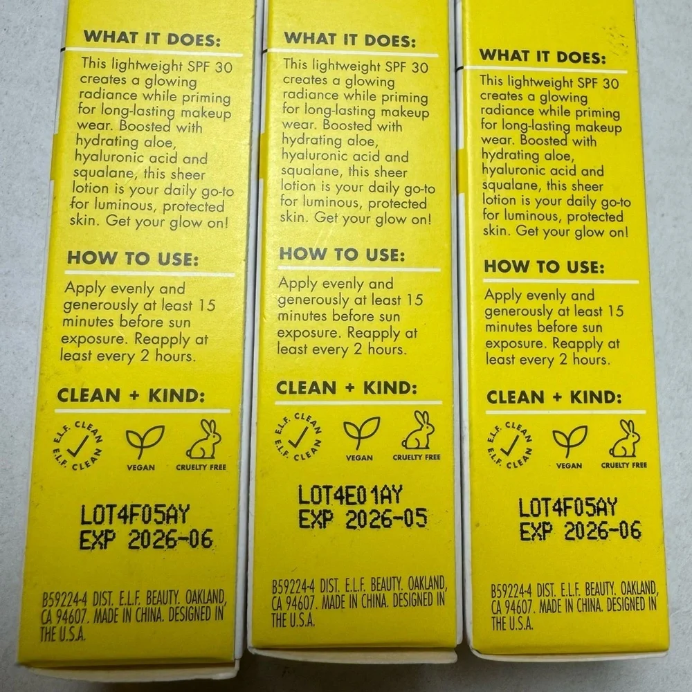 3 e.l.f. SKIN Suntouchable Whoa Glow SPF 30 Sunscreen & Primer Mini, Sunbeam